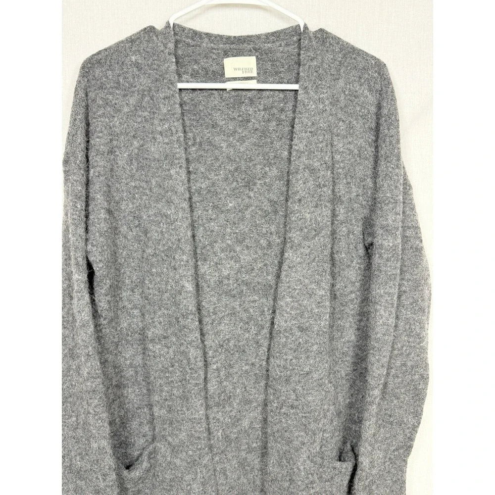 Wilfred Free Alpaca‎ Wool Blend Open Front Cardigan Gray Longline Sweater L